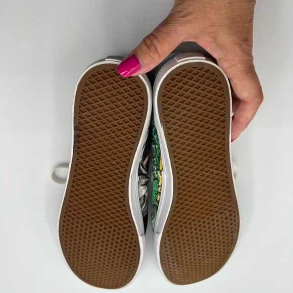 Vans Mens 6.5 Womens 8 Shoes Sneakers Blue Black Art Scenes Customized Skater - Picture 10 of 14